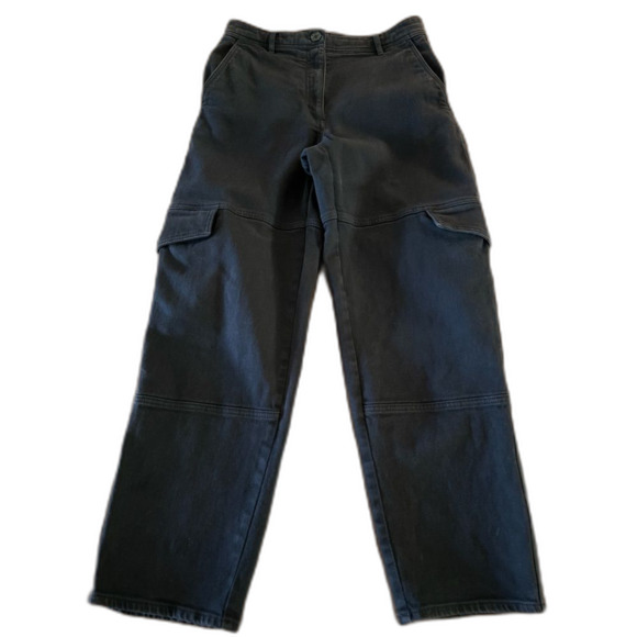 Wilfred Free Black Cargo Pants Women Size 6 Modern Utility Straight Leg Twill - Picture 4 of 11
